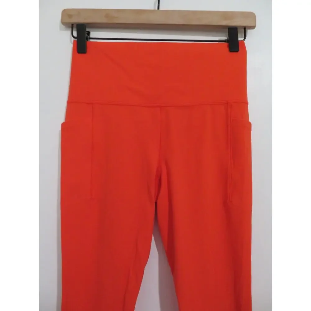 Athleta Women Sz S Orange Salutation Stash 7/8 Tight High Rise Leggings